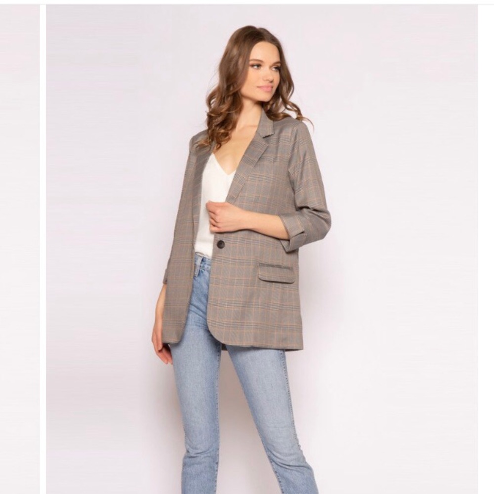 BLACK PLAID BLAZER BY LAVENDER BROWN Size Large